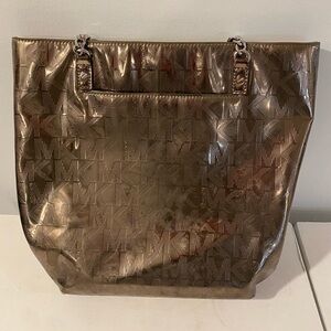 {Michael Kors} Rose Gold Mirror Jet Set Tote